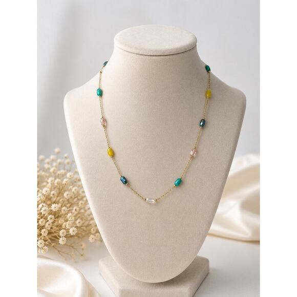Other Jewelry - Colorful Beaded Gold Necklace Women Dainty Chain Minimalist Boho Jewelry